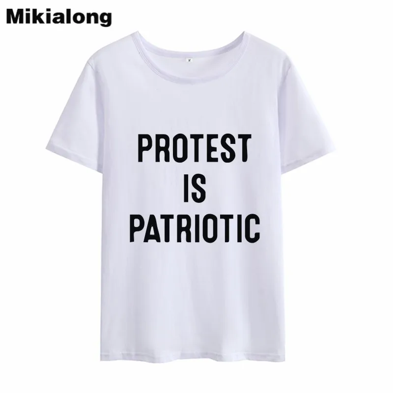OLN PROTEST IS PATRIOTIC летняя футболка женская 2018 Ulzzang в стиле Харадзюку Топы Винтаж с