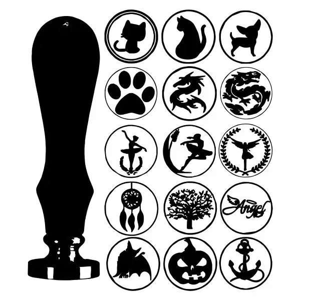 XUNMADE винтажная латунная головка деревянная ручка ДРАКОН воск печать штамп письмо карта декор подарок разный узор кошка/собака/Хэллоуин летучая мышь