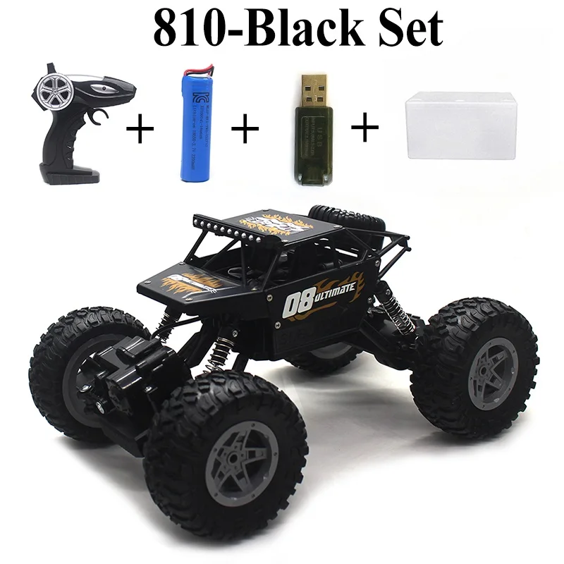 Black Set 1:16 2,4 Ghz Радиоуправляемая машинка, игрушки на дистанционном управлении, 4WD рок-гусеничный Радиоуправляемый автомобиль, игрушки для мальчиков, перезаряжаемая батарея P810 - Цвет: Black Set