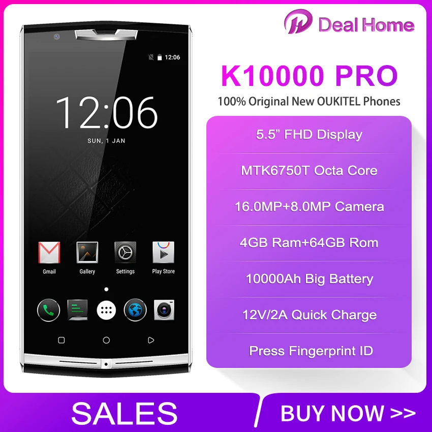 Новая версия оригинальный Oukitel K10000 Pro 10000 мАч смартфон mtk6750t восемь ядер 5 'ƊG B