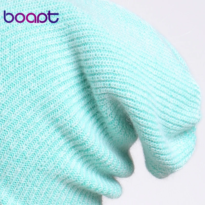 [boapt] двухъярусный мягкий кролик вязание толстый шапка капот тепло колпачки