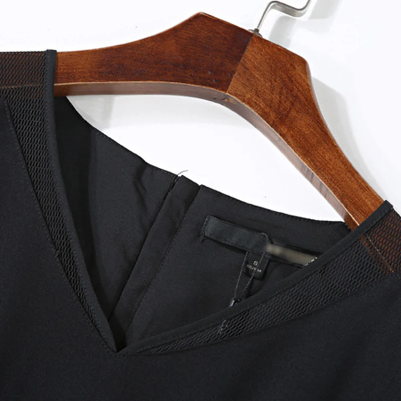 Летнее платье женские пикантные повседневные короткие v-образным вырезом Черный