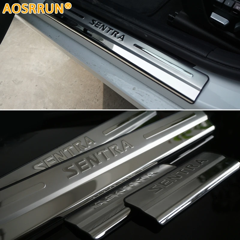 

Автомобильные аксессуары AOSRRUN, боковая дверь из нержавеющей стали, Накладка на порог, подходит для Nissan Sentra 2012 2013 2014