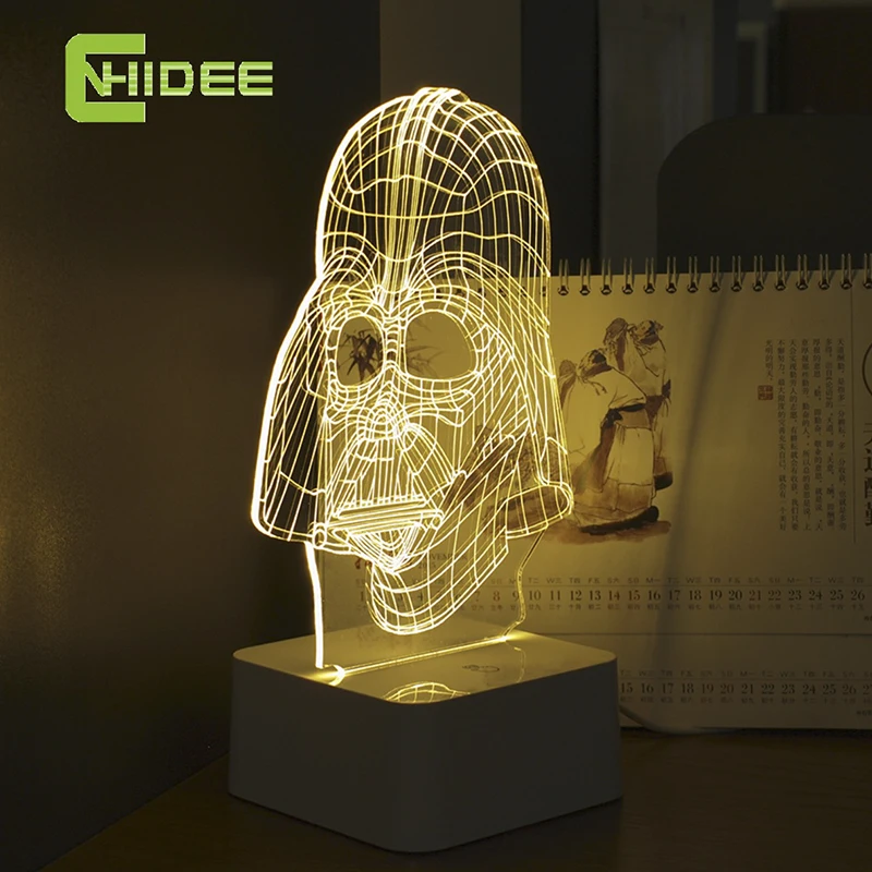 Cnhidee Новинка USB Рождество Lampara Дарт Вейдер Ночные светильники 3D LED Настольная