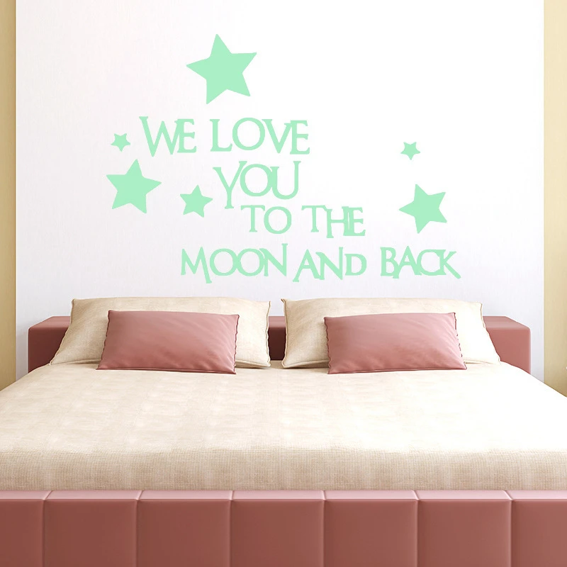 Светящаяся Наклейка на стену Glaw для детской комнаты спальни мы любим вас Луну и