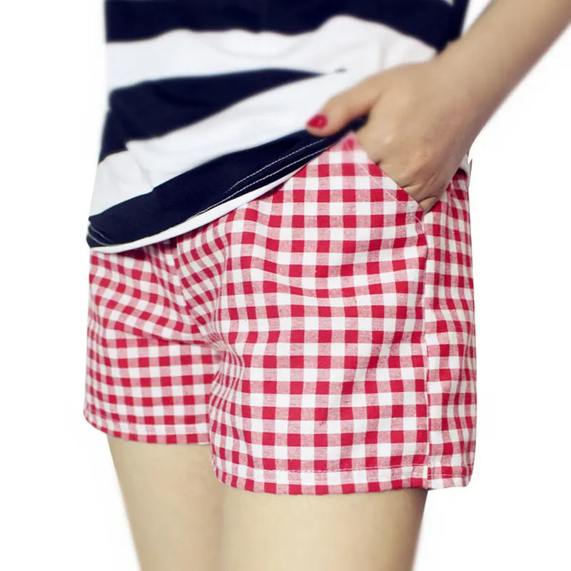 

Fashion Women Plaid Shorts Casual Loose Elastic Waist All-Match Summer Cotton Short Pants Plus Size 4XL NYZ Shop