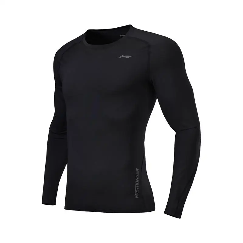 Li-Ning мужская тренировочная CREORA футболка с длинным рукавом облегающая дышащая комфортная подкладка Спортивная футболка ATLN087 CJFM18 - Цвет: ATLN087 3H