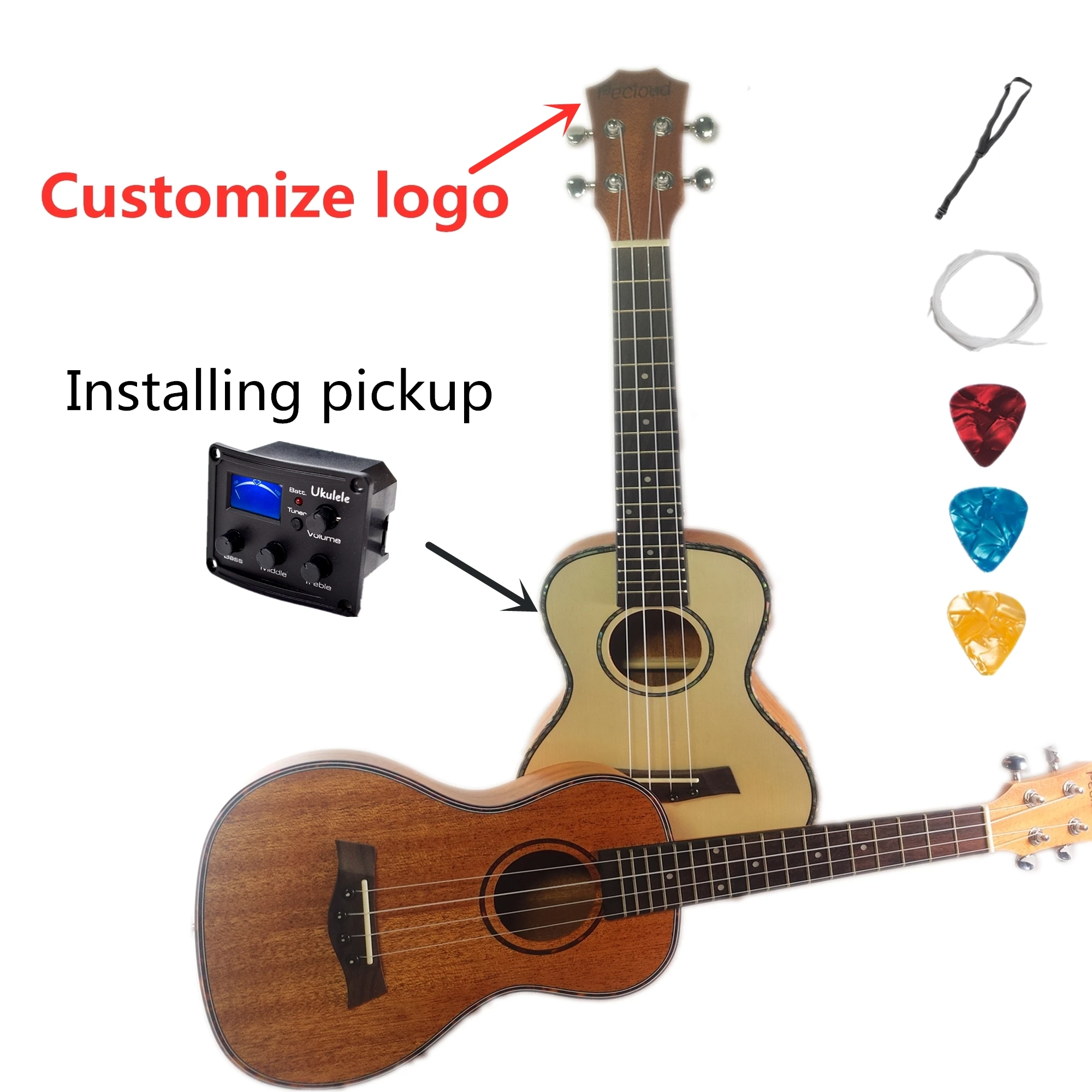 Ukulele настраиваемая концертная акустическая электрическая гитара с логотипом 23