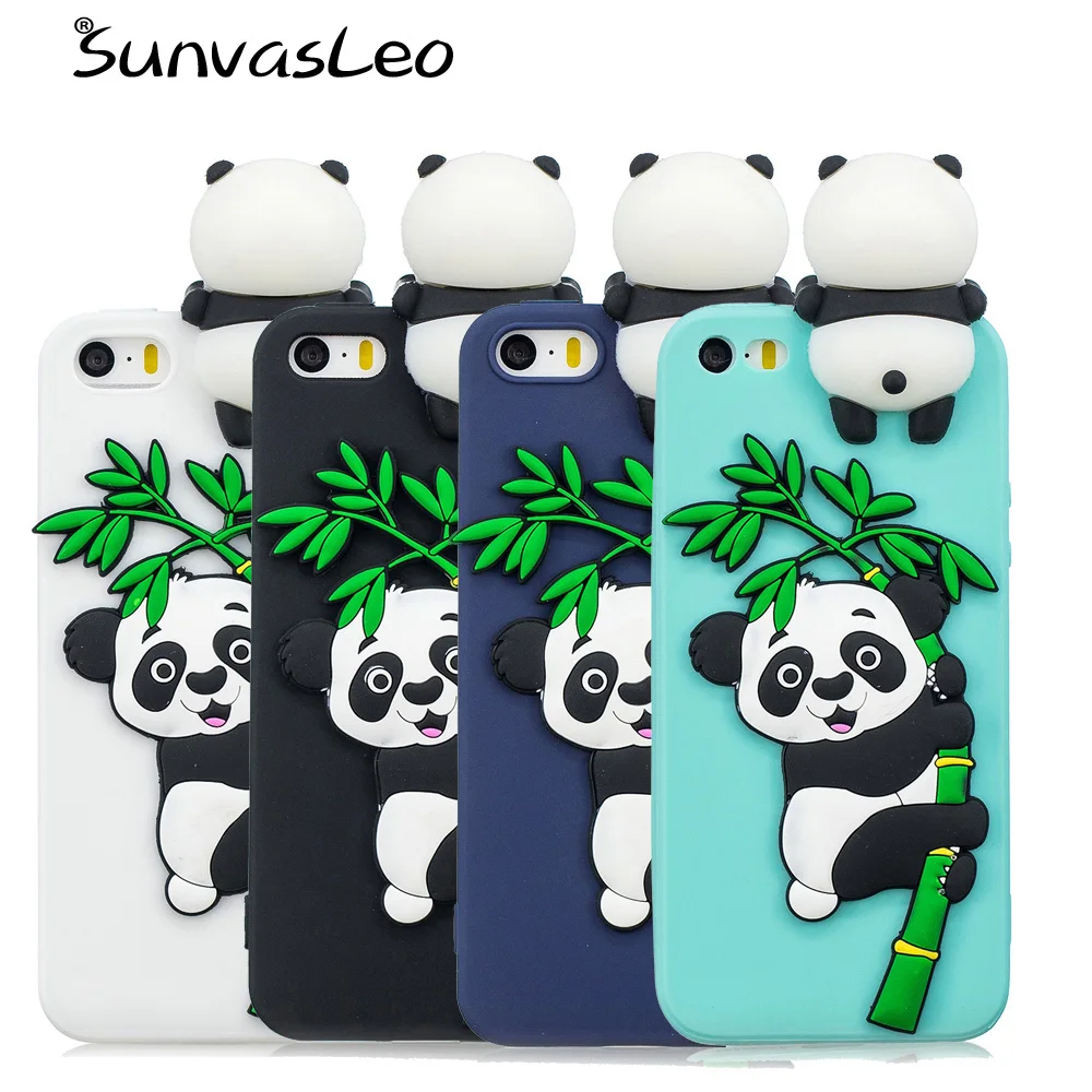 

For iPhone 5 5S SE Case Cover 3D Soft Silicone Cute Cartoon Panda Smart Phone Shell Skin Cases For iPhone 5 5S SE Fundas Coque