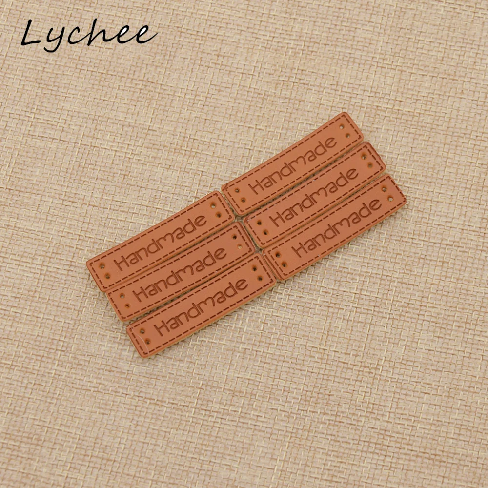 Lychee 50 шт. коричневые английские буквы ярлыки ручной работы из искусственной кожи