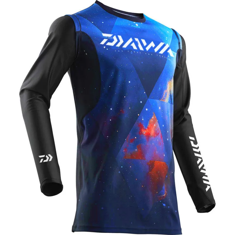 DAIWA одежда для рыбалки летнее пальто с длинными рукавами и защитой от холода, защита от солнца, быстросохнущие дышащие рубашки для рыбалки - Цвет: Синий