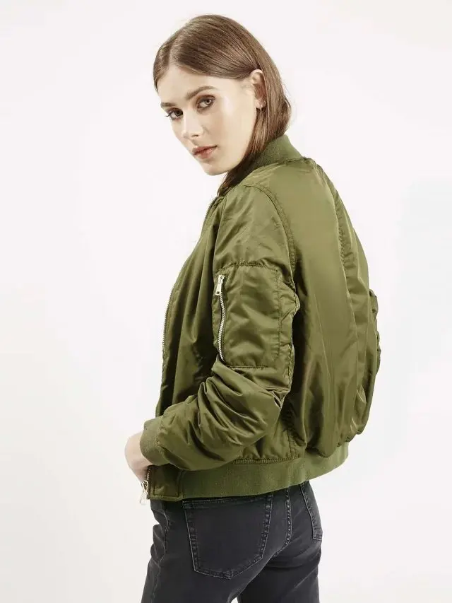 Осень-весна 2019 Женская Повседневная тонкая куртка-бомбер с V-образным вырезом |