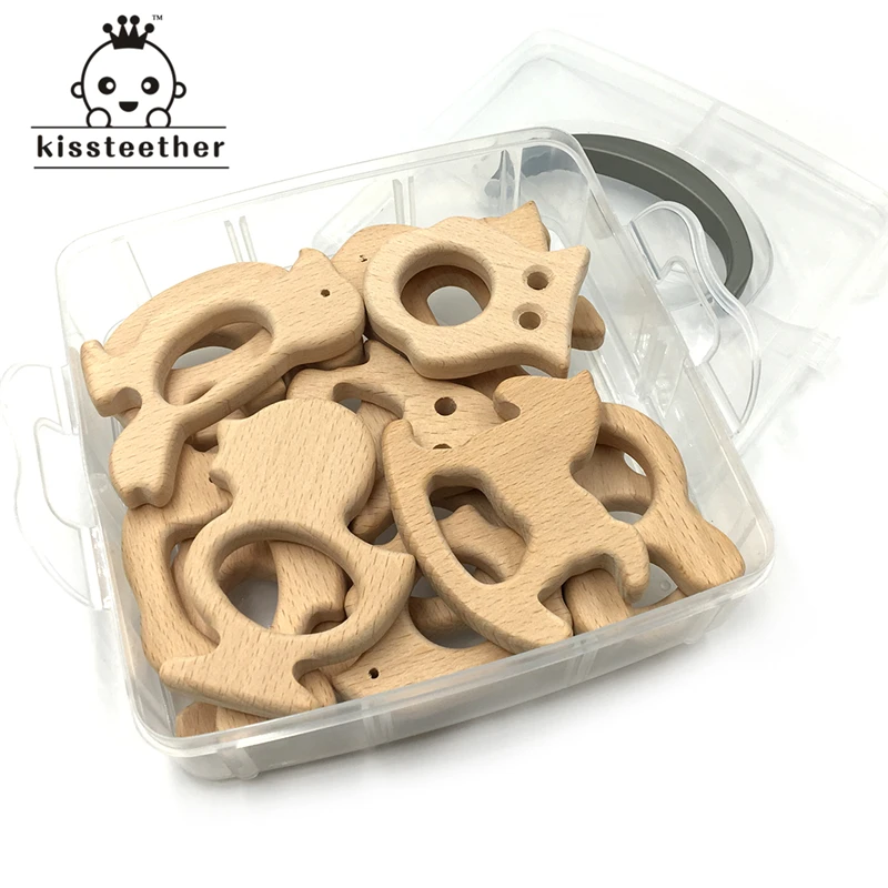 3 коробки Органический натуральный бук деревянные животные разные цвета