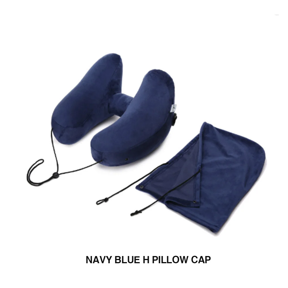 With Hat Blue Надувная подушка для путешествий, воздушная подушка, складной светильник, супер поддержка шеи, подушка для шеи, автомобильное сиденье, офисное, для путешествий - Цвет: With Hat Blue