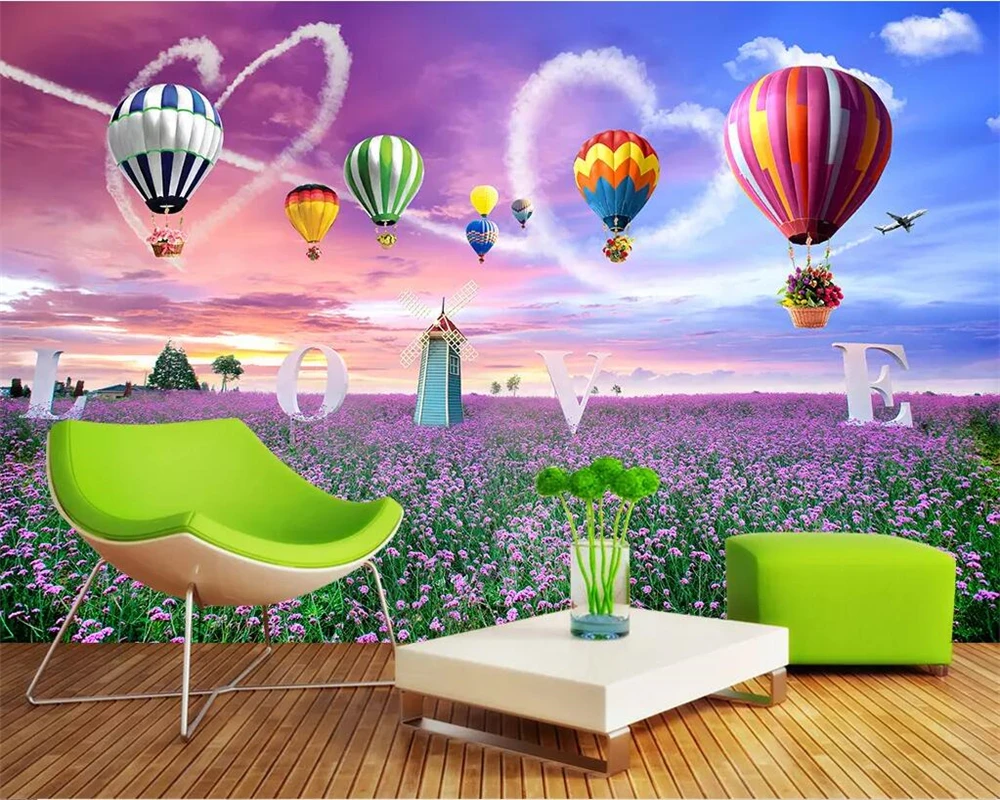 Обои на заказ 3D фотообои Лавандовые цветы детская комната ТВ фон настенная