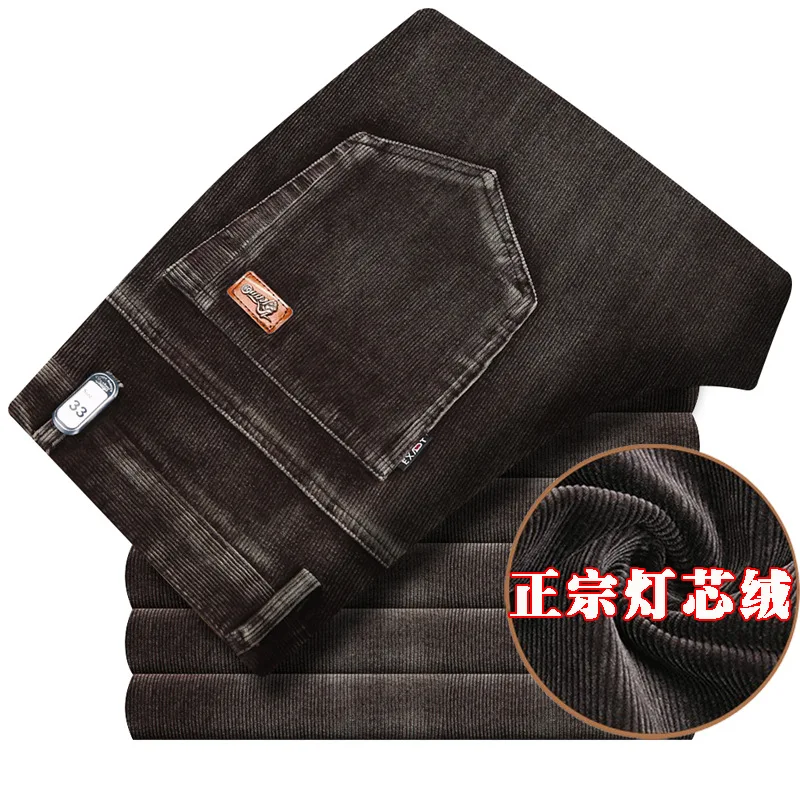 Брюки мужские вельветовые свободного покроя модные повседневные штаны в полную