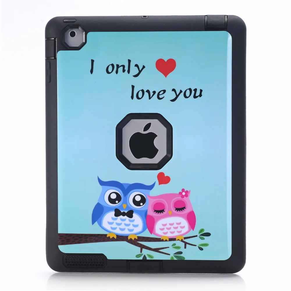 Противоударный Защитный 3 в 1 ТПУ &amp PC Сова Pattern tablet case cover for Apple ipad 2 4 |