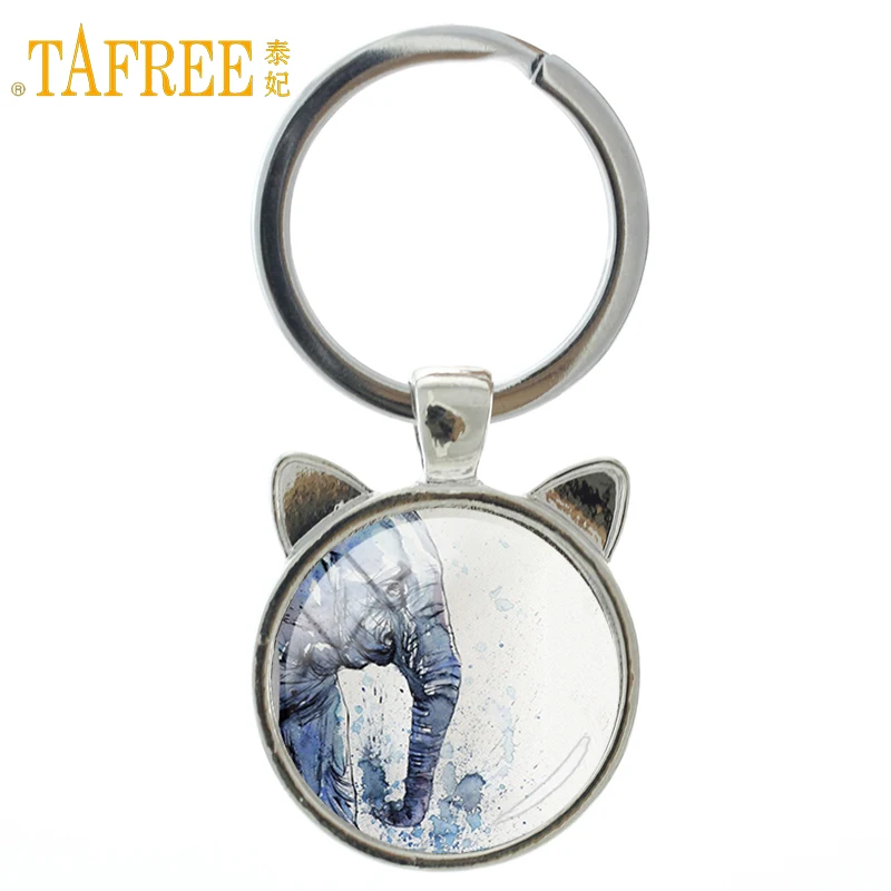 TAFREE Слон-брелок брелок с большой фигурой животных круглый стеклянный