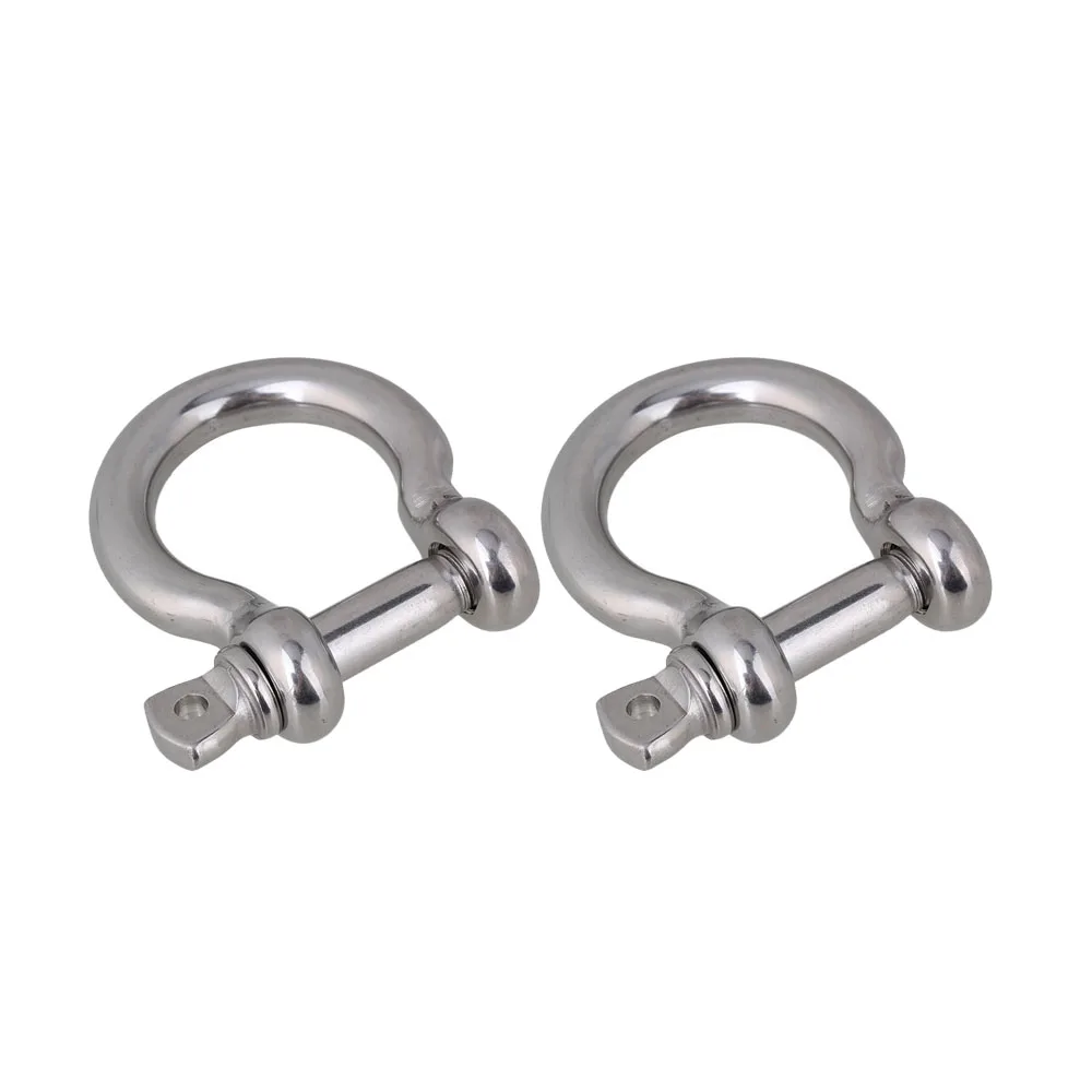 M10 Silver 304 Stainless Steel Rustproof European Style Screw Pin Anchor Bow Shackle Clevis Pack of 2