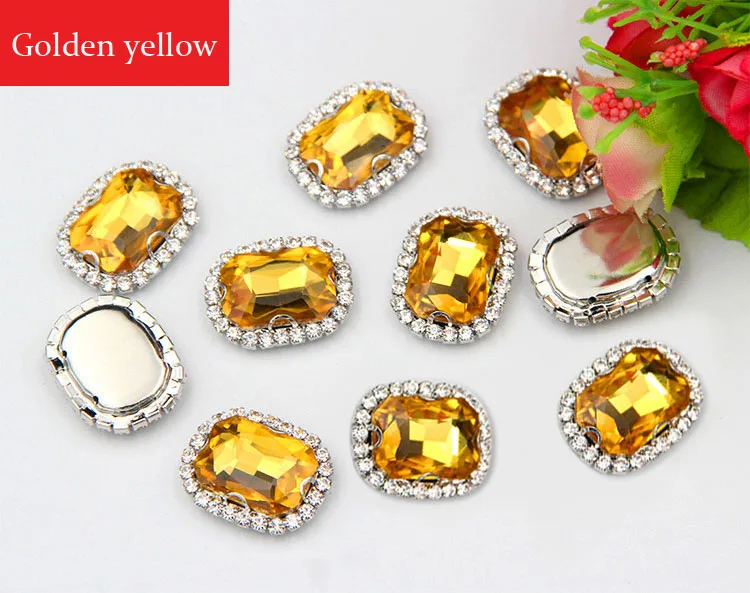 10x14mm Rectangle octagonal shape flatback sew on rhinestones Super flash Crystal buckle loose 20pcs/pack | Дом и сад