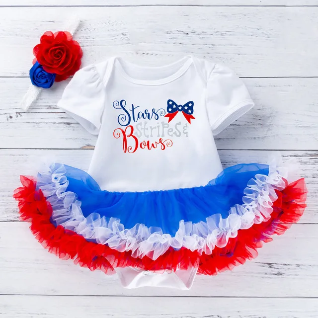 4 июля одежда для маленьких девочек детский кружевной комбинезон Petti платье