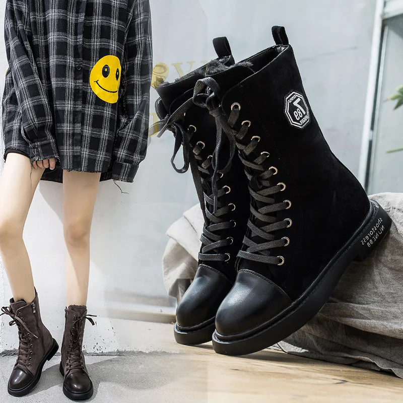 Size35-40; женские мотоциклетные ботинки на толстой подошве; коллекция года; сезон осень-зима; Модные Ботинки martin с круглым носком; женская обувь