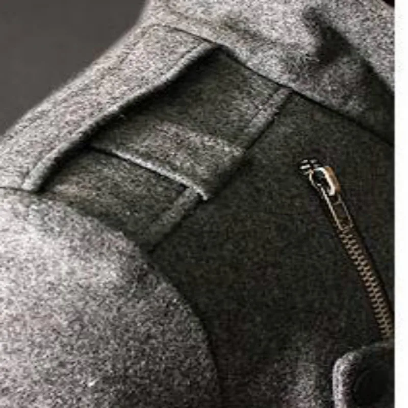 

Fast Shipping Autumn Double Platoon Buckle Badges Coat Fashion Breasted Stand Collar Epaulette Medium -Long Men 'S Coat
