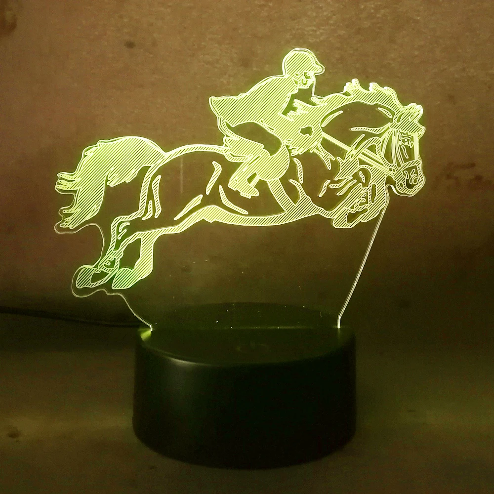 3D визуальная лошадка для верховой езды 7 цветов светодиодная лампа ночные