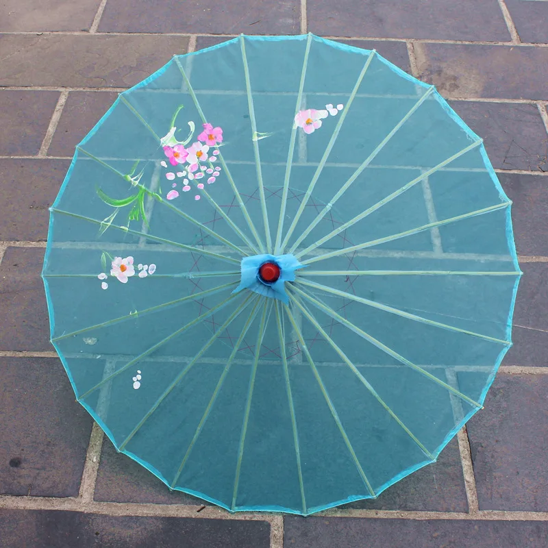 30pcs 7 Colors Available Chinese Long-straight Transparent Silk Yarn Floral Craft Umbrellas Fancy Dance Parasols wen4711 | Дом и сад