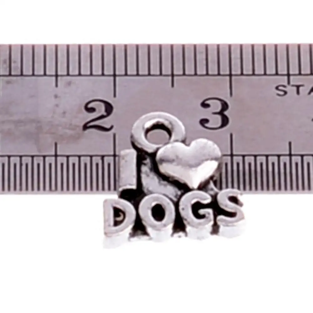 10 шт./лот подвески в виде сердца с надписью I Love Dogs для ожерелья браслета Брелока