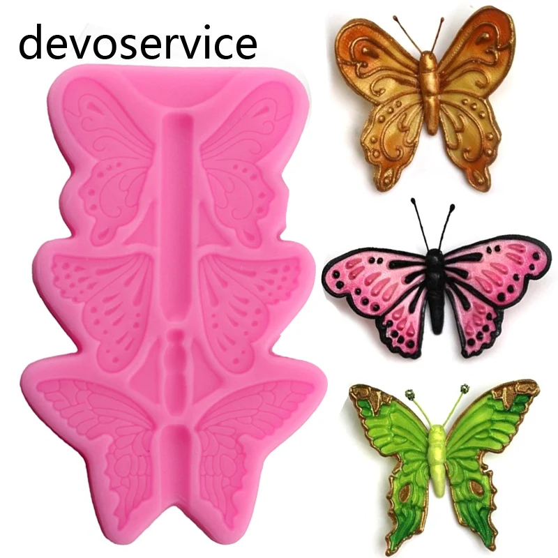2020 Новое прибытие торт границы 3D Силиконовая форма в виде бабочки помадные формы