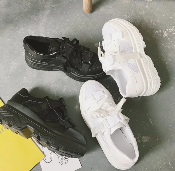 Женские кроссовки на платформе XEK из натуральной кожи и сетчатой ткани модная