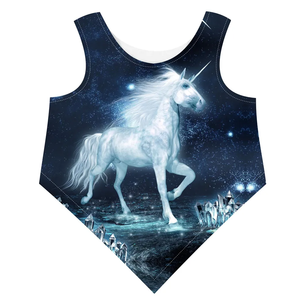 Детские Летние Стильные красивые брендовые топы с принтом единорога детская