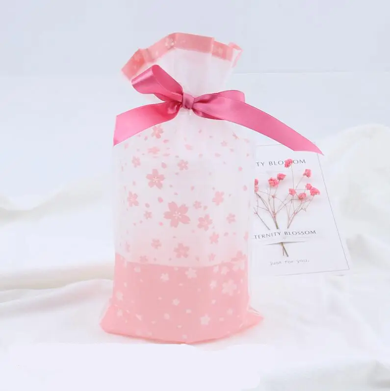 Frosted LBSISI Life 50 шт пластиковый мешок для конфет, печенья, на шнурке, с лентой, для закусок, конфет, на день рождения, свадьбу, подарочные пакеты - Цвет: Frosted