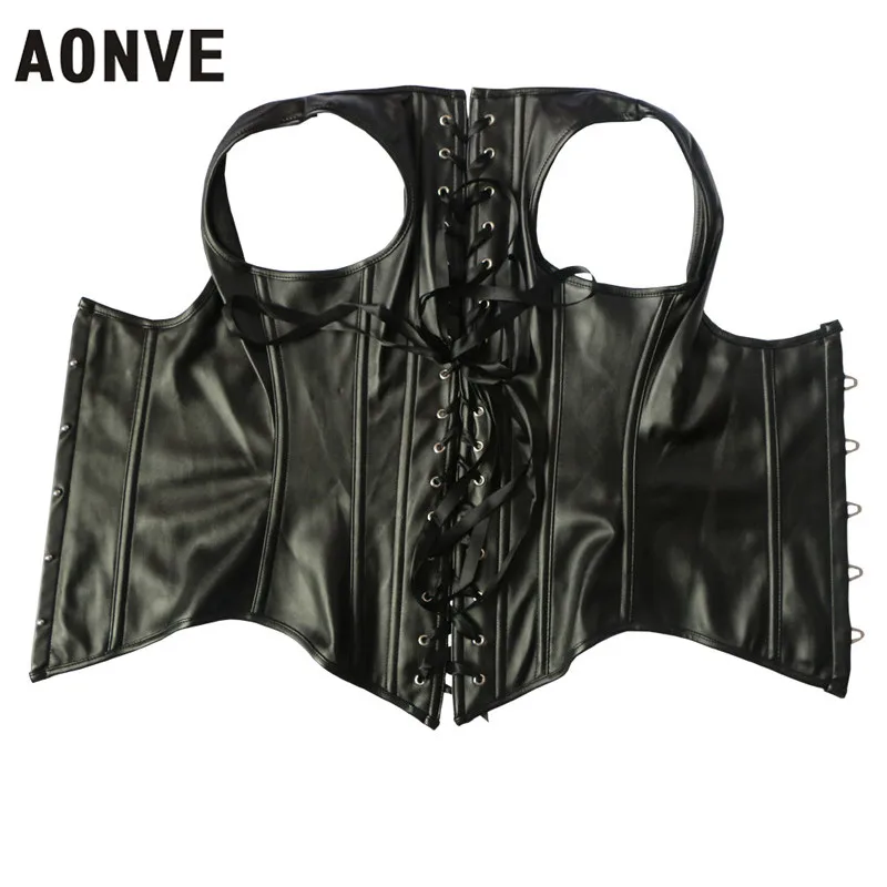 AONVE женский кожаный корсет сексуальный готический из ПВХ одежда талия тренажер