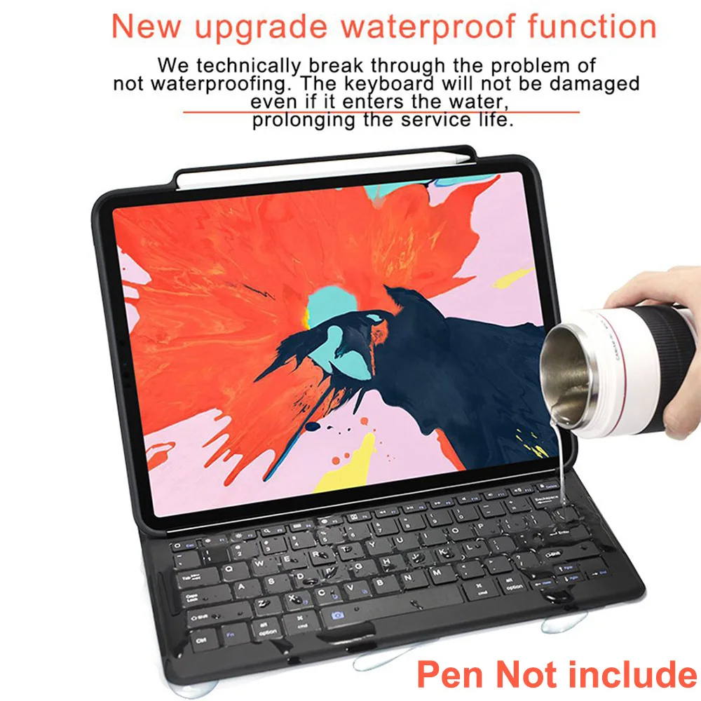 Чехол для клавиатуры Bluetooth для iPad Pro 12.9 / 11 Автоматическое сна Умный кожаный защитный чехол Ультратонкий слот для подставки для фолио Подставка для корпуса для iPad Pro 11 12.9(3-го поколения