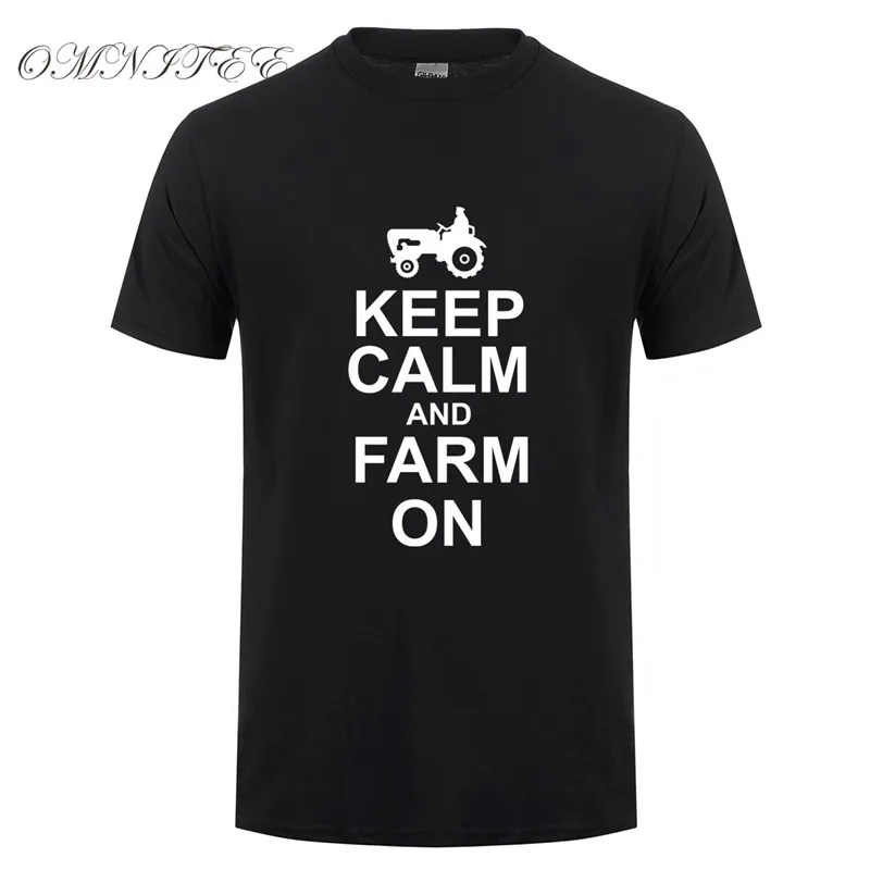 Мужские футболки забавная футболка с надписью Keep Calm and Farm On Мужская хлопковая