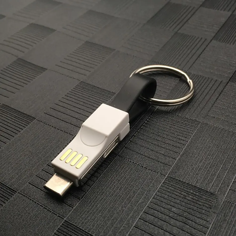 Black 3 в 1 Мини брелок usb кабель Micro Тип usb C для iPhone X XS MAX XR iPod Зарядное устройство синхронизации данных Магнитная Зарядка плоский кабель Шнур - Тип штекера: Black