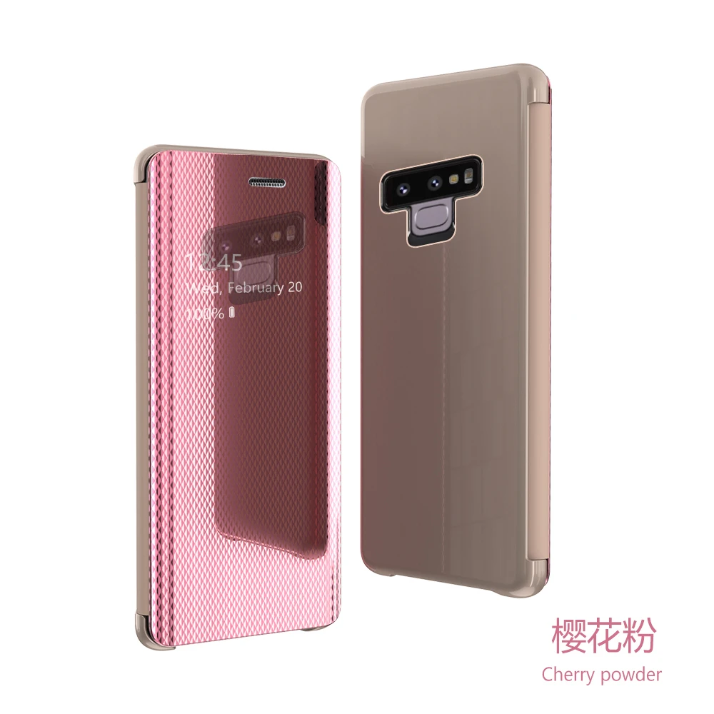 Розовый Зеркальный умный флип-чехол для samsung Galaxy S9 S8 Plus S7 S7Edge Note 8 9 вертикальный зеркальный защитный чехол-подставка для телефона - Цвет: Розовый