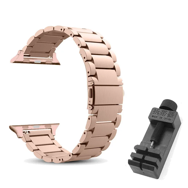 Rose and tool Ремешок из нержавеющей стали для Apple Watch ремешок iWatch металлический ремешок-адаптер для наручных часов 38 мм 40 мм 42 мм 44 мм браслет застежка серия 4 3 2 - Цвет ремешка: Rose and tool