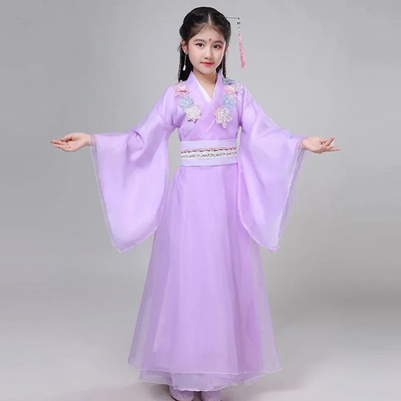 Платье hanfu для девочек детская одежда китайский старинный наряд традиционный