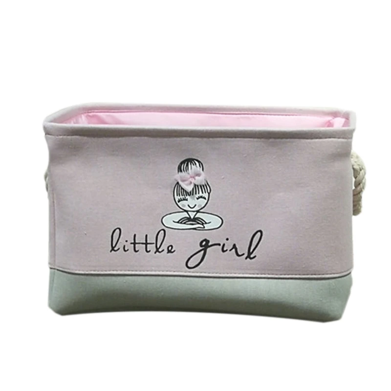 girl square basket Новая розовая корзина для белья органайзер для грязной одежды хлопок балетная Девушка Бант печатные игрушки органайзер для хранения дома - Цвет: girl square basket