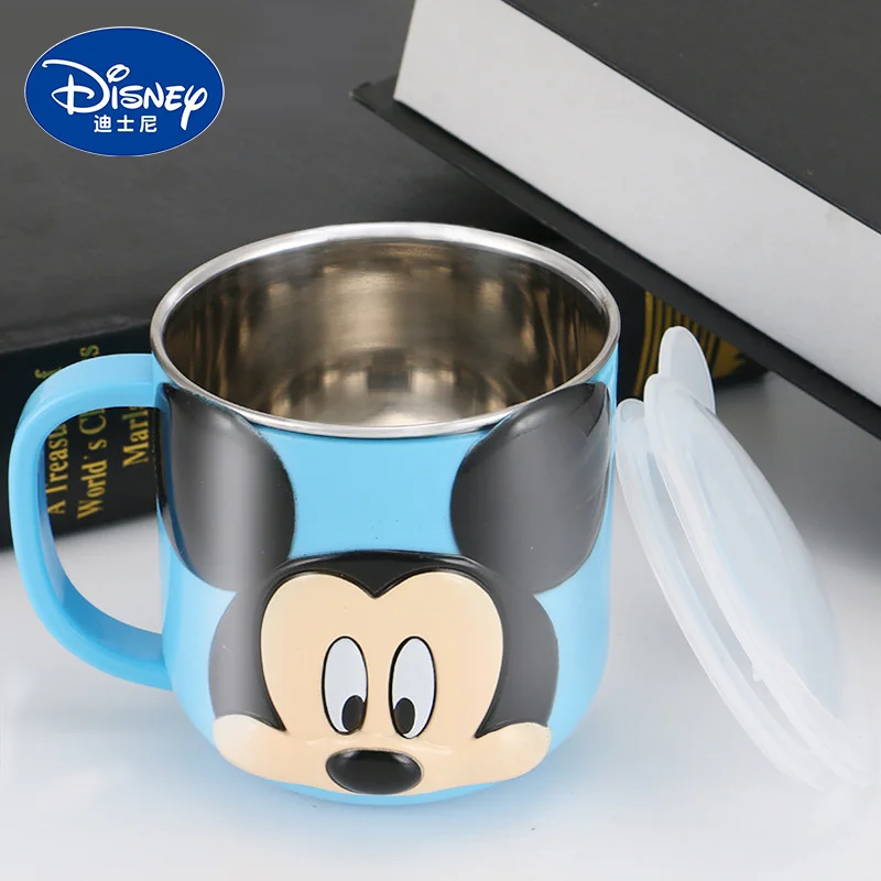Disney 300 мл Детская кружка из нержавеющей стали для молока Детские Прочные дети питание молоко чашка Микки Минни домашняя школьная кружка с крышкой
