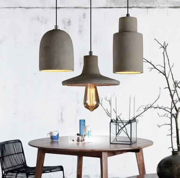 

Industrial Loft Style Cement Droplight Edison Vintage Pendant Light Fixtures For Dining Room Bar Hanging Lamp Indoor Lighting
