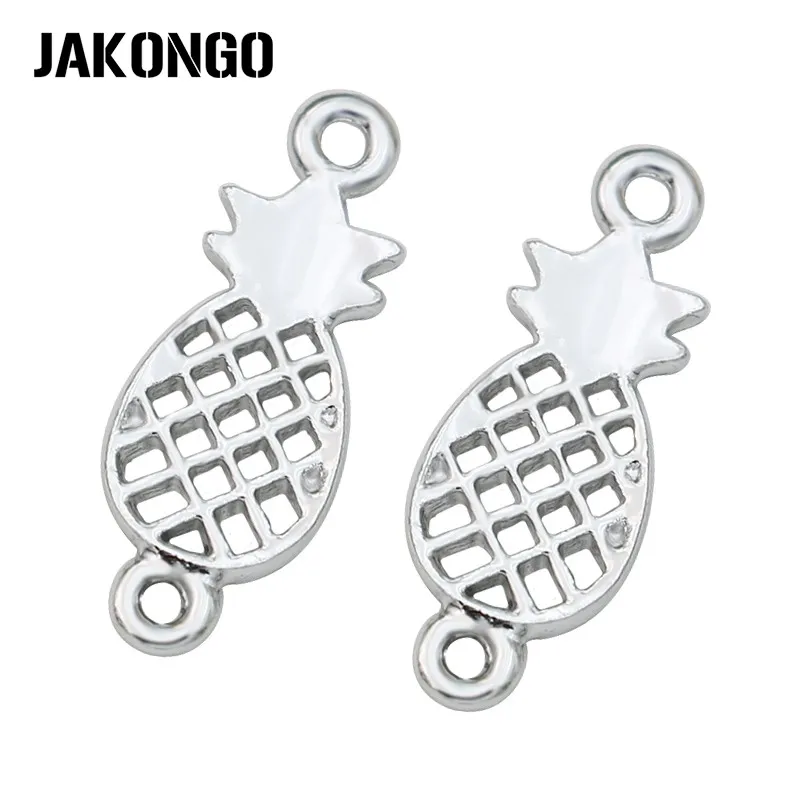 

JAKONGO 10pcs Antique Silver Plated Pineapple Charm Connector for Jewelry Making Bracelet DIY Accessories 24x9mm