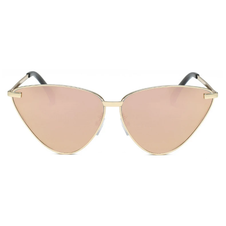 C2-Gold-Pink Новинка, сексуальные женские солнцезащитные очки "кошачий глаз", брендовые, дизайнерские, модные, металлическая оправа, очки для женщин, покрытие, зеркальные оттенки, ss316 - Цвет линз: C2-Gold-Pink