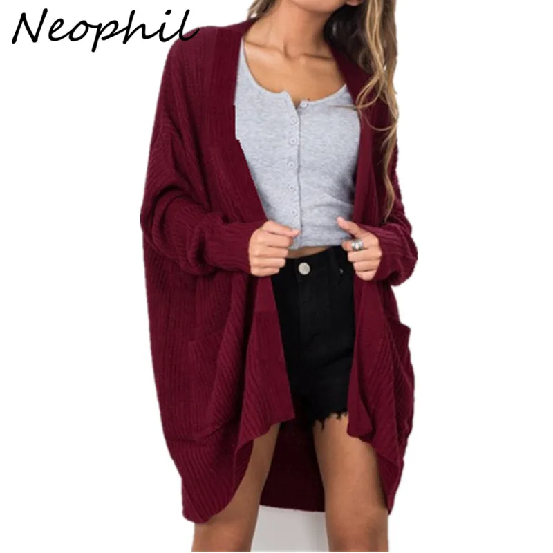Модный женский свободный вязаный кардиган Neophil с длинным рукавом Свитера 2021