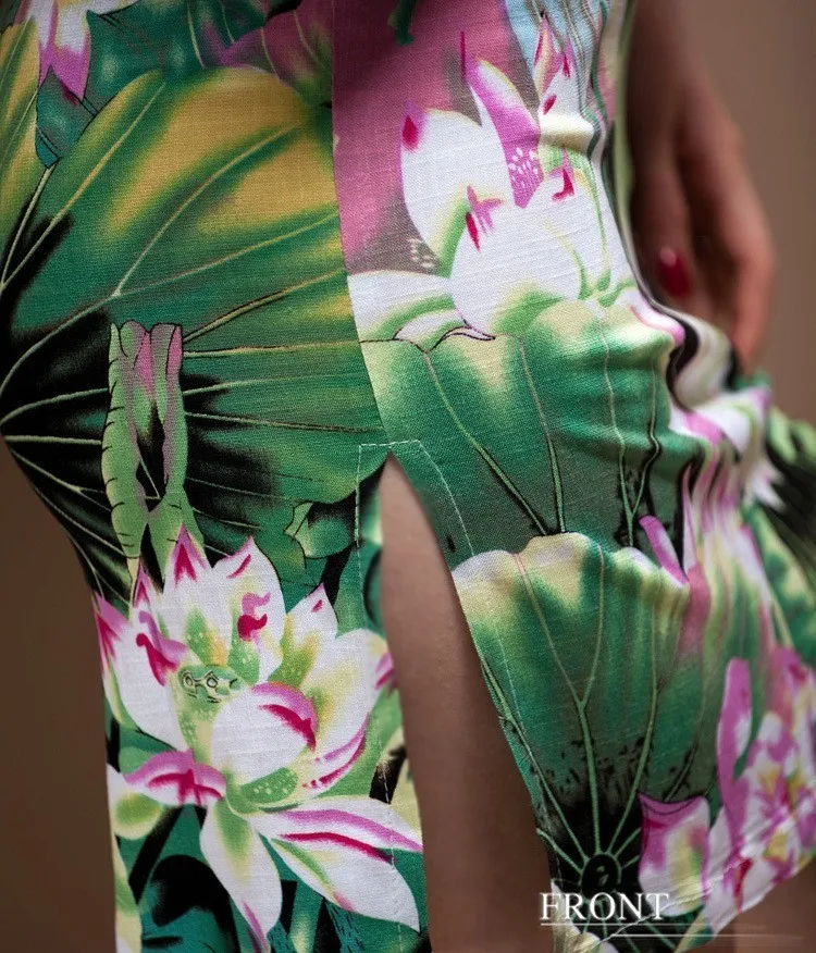 SHENG COCO растягивающиеся короткие платья высокого качества из льна и хлопка Cheongsam 4XL 5XL Печать Тонкий и светильник ChiPao китайский Шанхай