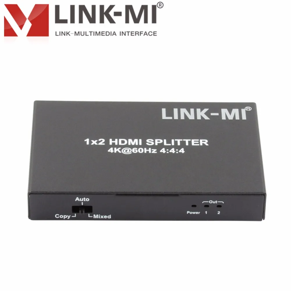 Link-MI SP05S 1x2 HDMI Splitter HDCP2.2 Поддержка 2.0 3D 4Kx2K@60Hz (YUV 4:4:4) 18G HDR EDID Полный 1080P Дистрибьютор