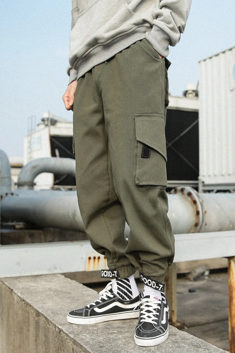 

Fashion Mens Skateboard Sportswear Pockets Casual Cargo Pants Harajuku Streetwear Tide Harem Joggers Male Loose Trousers M-5XL